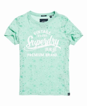 Superdry Vintage Goods Star All Over Print Női Pólók Türkiz | UATGI9762